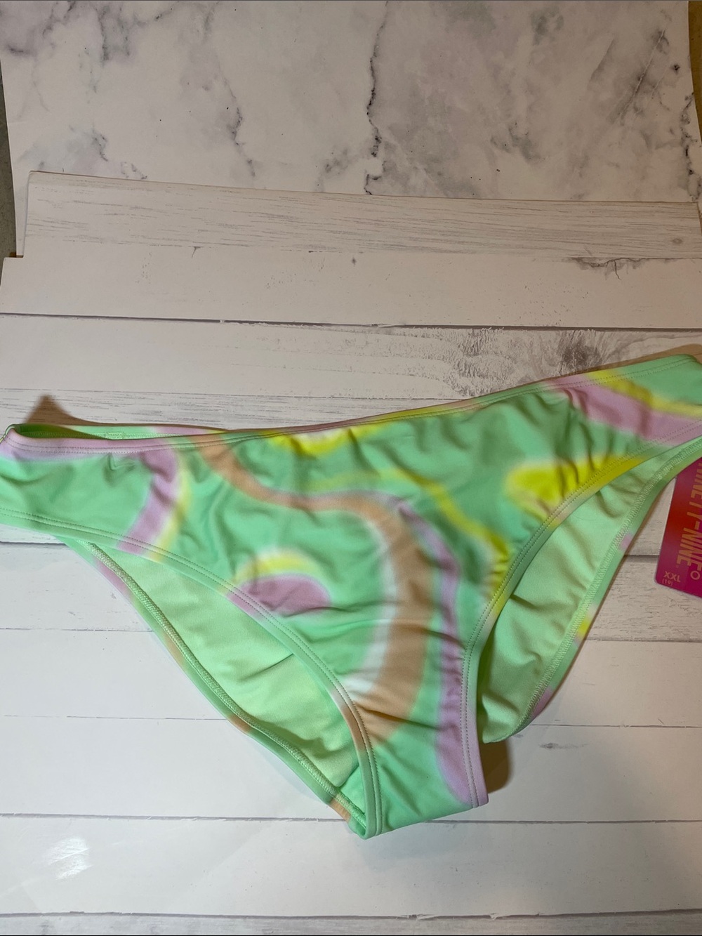Ninety Pastel Tie-Dye Bikini Bottom in Mint, Pink, Yellow